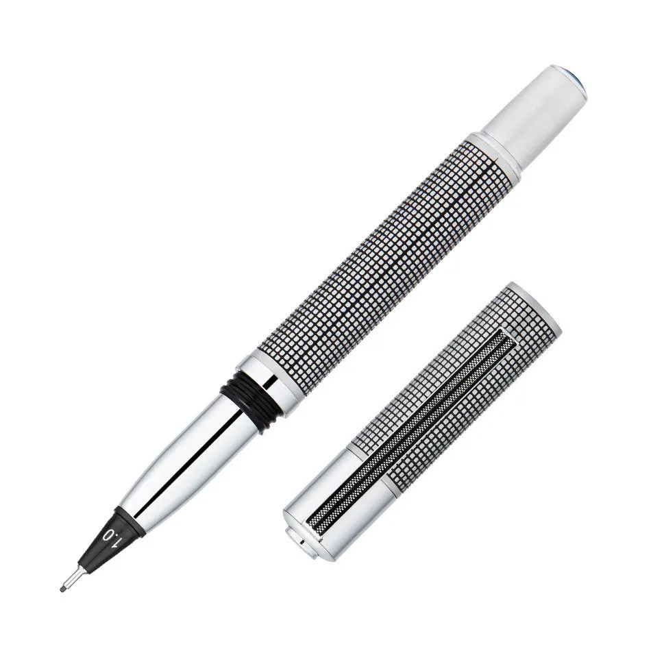 Yookers Metis Refillable Fibre Tip Pen Black Grid with Chrome Trim 1.0mm