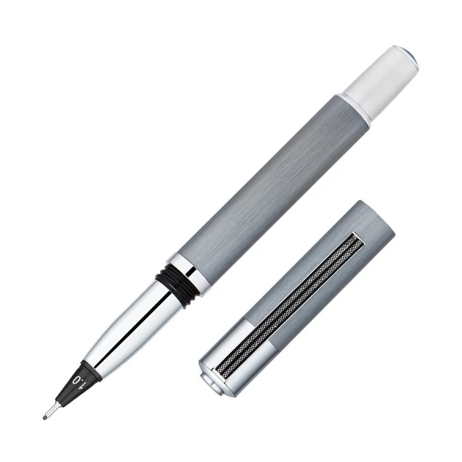 Yookers Metis Refillable Fibre Tip Pen Grey with Chrome Trim 1.0mm