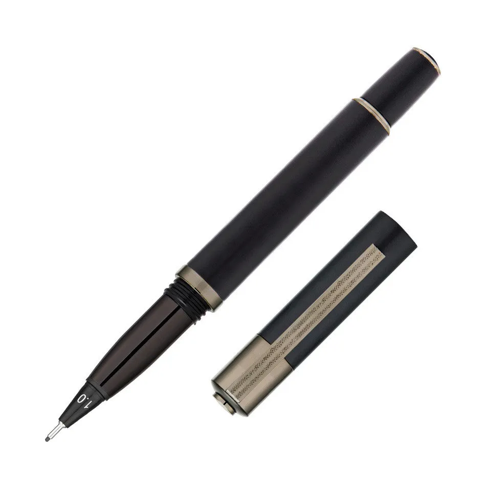Yookers Metis Refillable Fibre Tip Pen Matt Black with Gunmetal Trim 1.0mm