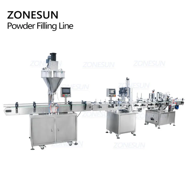 ZONESUN ZS-FAL180P9 Automatic Powder Filling Capping Labeling Machine Production Line