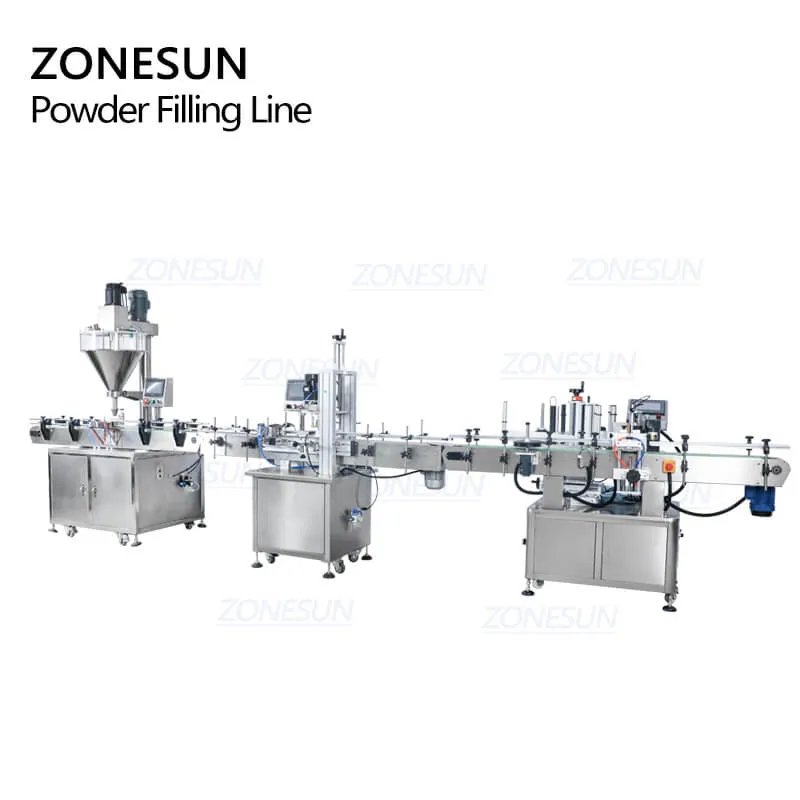 ZONESUN ZS-FAL180P9 Automatic Powder Filling Capping Labeling Machine Production Line